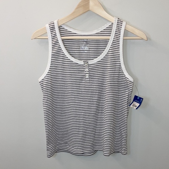 Arizona Jean Company Tops - NWT Women’s Stripe Crop Ribbed Henley knit Tank